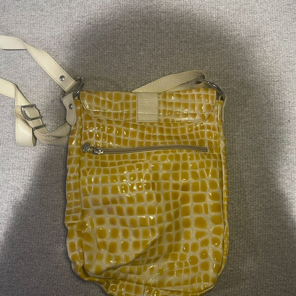 "The Trend" Italian Leather Handbag pocketbook in Mustard Yellow crocodile
